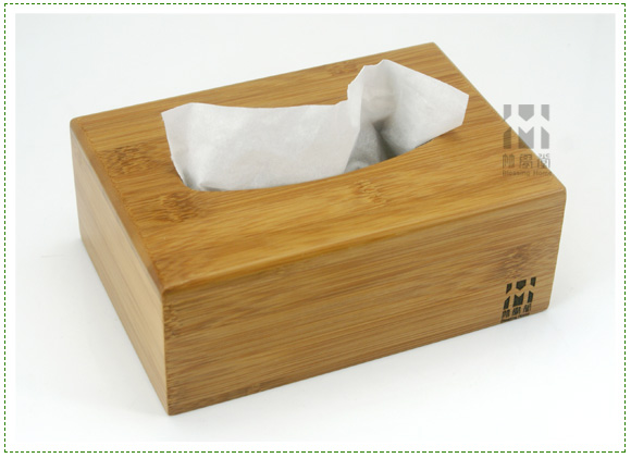 高档竹制长方形纸巾盒